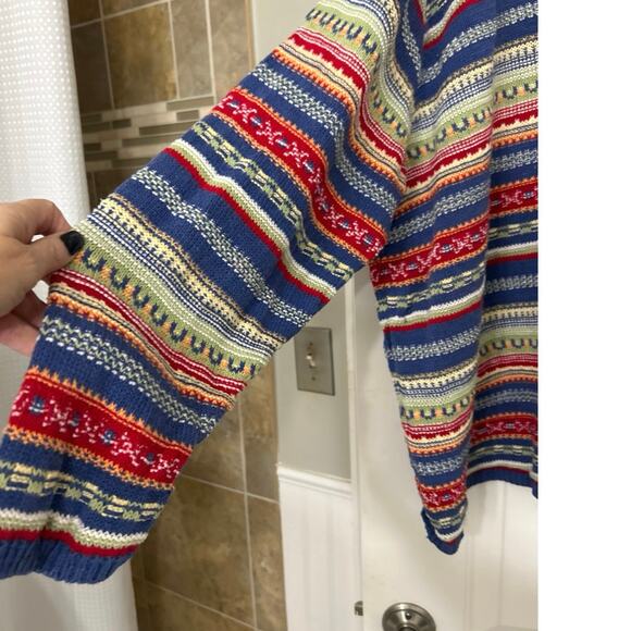 Eddie Bauer Vtg 90s Linen Cotton Knit Sweater Southwestern Boho Cardigan 2X - Picture 6 of 14